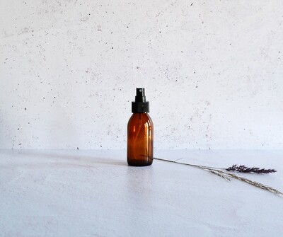 Amber Glass Bottle 100 ml + Pump Atomiser Black (28/410)