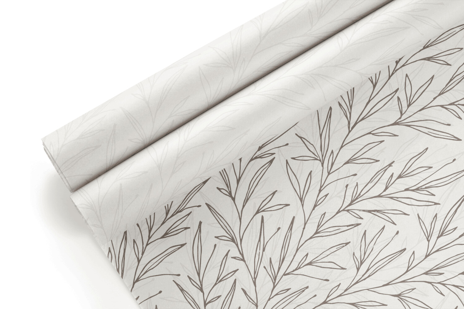 Tissue Paper - Christmas Leaf - Bronze on White - (Qty 5)