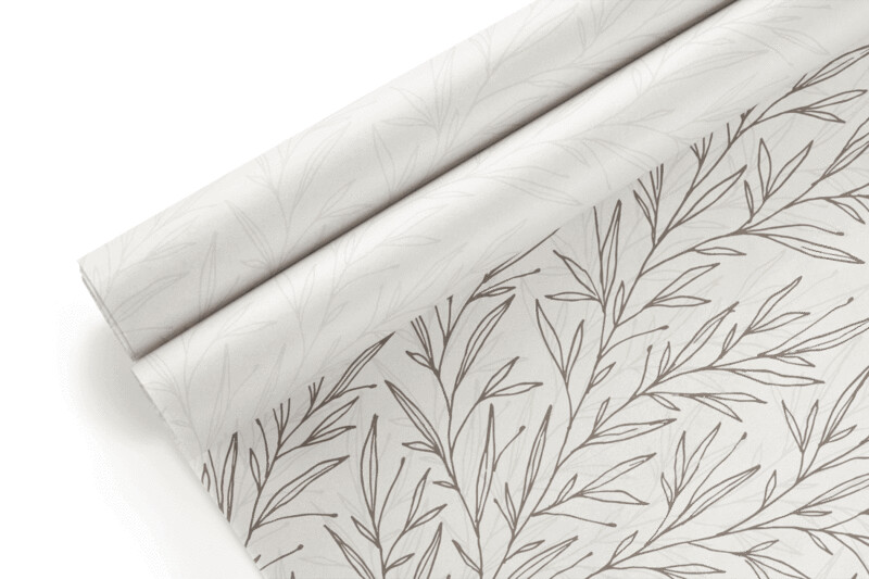 Tissue Paper - Christmas Leaf - Bronze on White - (Qty 5)