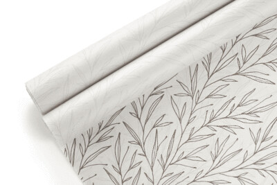 Tissue Paper - Christmas Leaf - Bronze on White - (Qty 5)