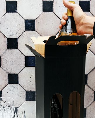 Box Corrugated Wine Bottle Pack 2 - Black (ea)