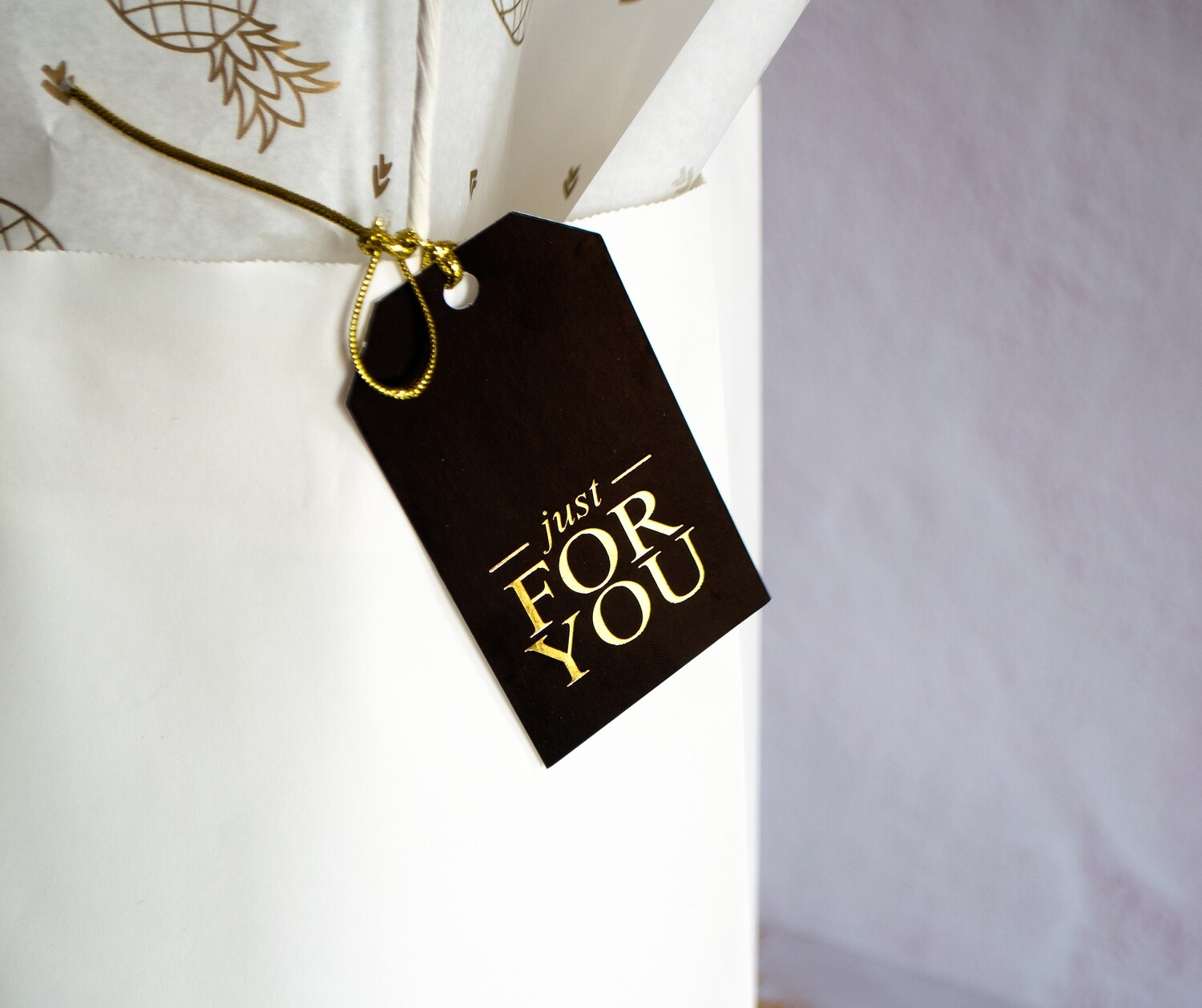 Gift Tag - Just for you Black &amp; Gold (3')