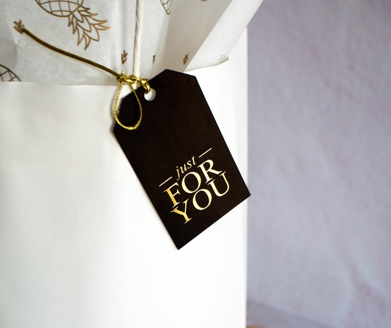 Gift Tag - Just for you Black &amp; Gold (3')