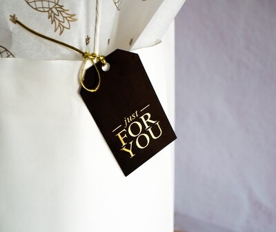 Gift Tag - Just for you Black &amp; Gold (3')