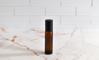 10ml Amber Glass Roller Bottle with Black Cap