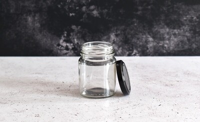 Clear Glass Jar Spread 125 ml - Blk. Alum. Lid 53 mm