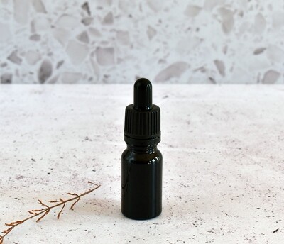 Black Glass Bottle Dropper 10 ml + Pipette 18 x 62 mm