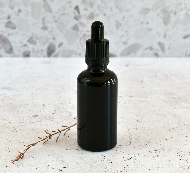 Black Glass Bottle Dropper 50 ml + Pipette 18 x 89 mm