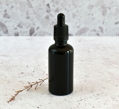 Black Glass Bottle Dropper 50 ml + Pipette 18 x 89 mm