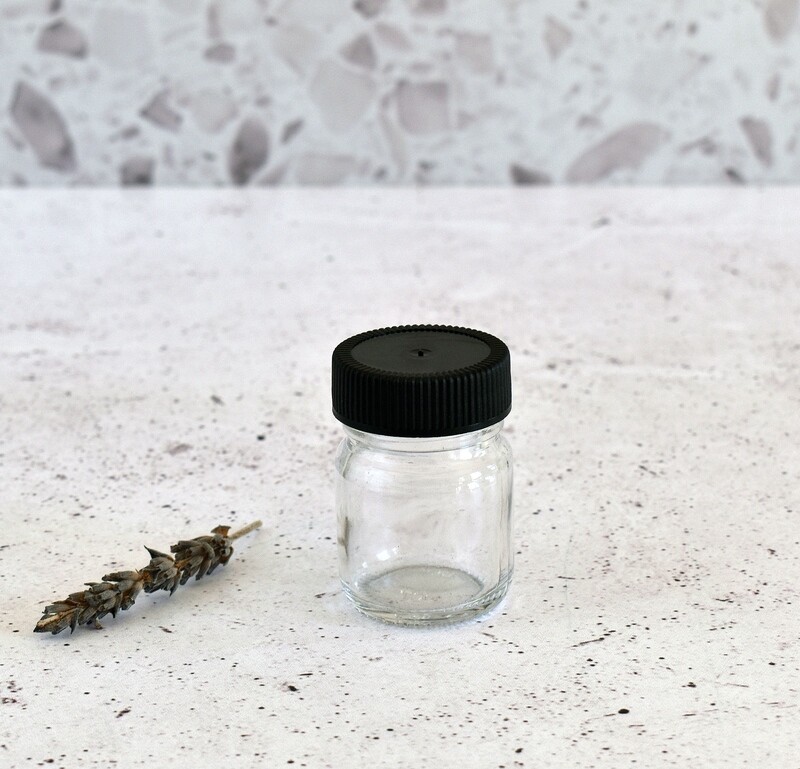 Glass Jar Ointment 25 ml + Black Polyprop Lid