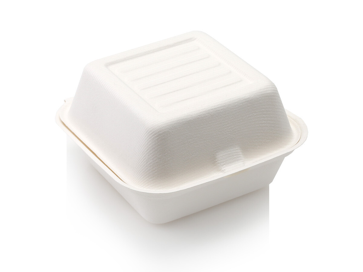 Compostable Burger Clamshell Box 800ml - Cap Tissue Paper - Core Pack
