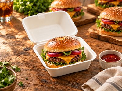 Compostable Burger Clamshell Box 800ml (Qty 50)