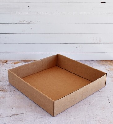 Corrugated Cake Box Window Lid &amp;Tray Kraft Large 26x26x6 cm (each)