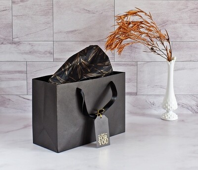 Paper Gift Bag Black Satin Ribbon Small (ea)