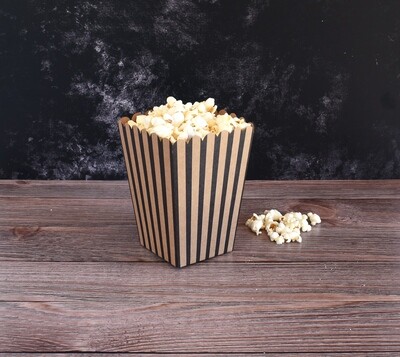 Box Popcorn Small Kraft &amp; Black Stripe 105 x 105 x 155 mm  (ea)