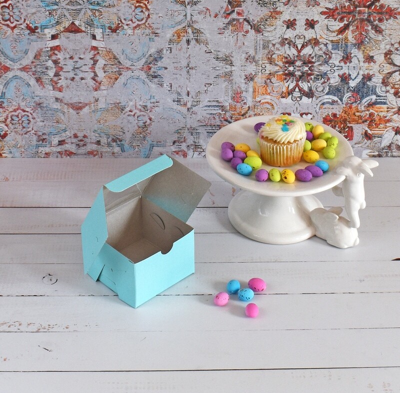 Blue Mini Cupcake Box 3 x 3 x 2 inch – Window