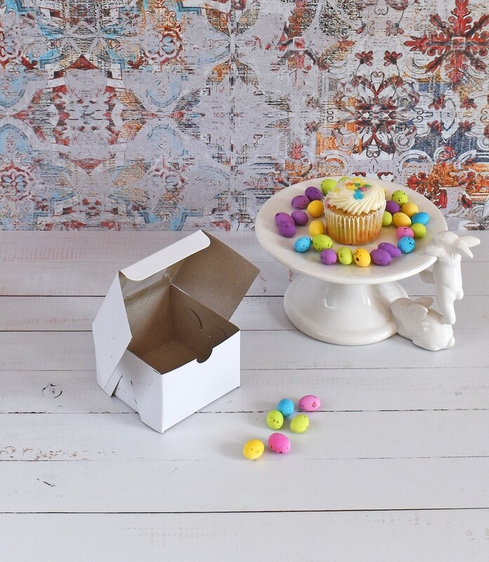 White Mini Cupcake Box 3 x 3 x 2 inch – Window
