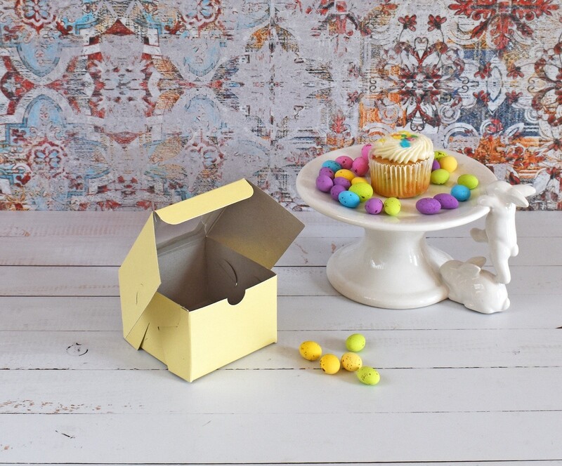 Yellow Mini Cupcake Box 3 x 3 x 2 inch – Window