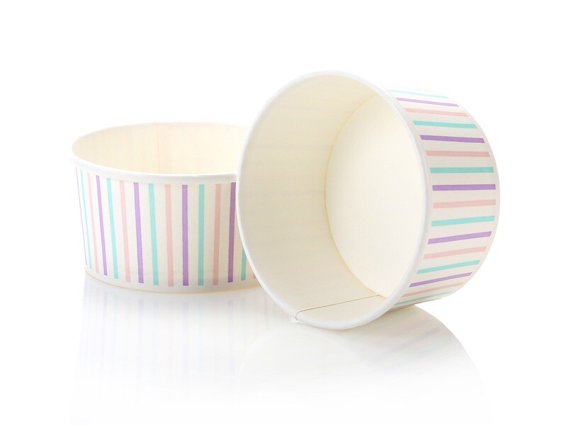 Tub Ice Cream Vintage 150 ml -  Multicoloured Stripe (50pc)