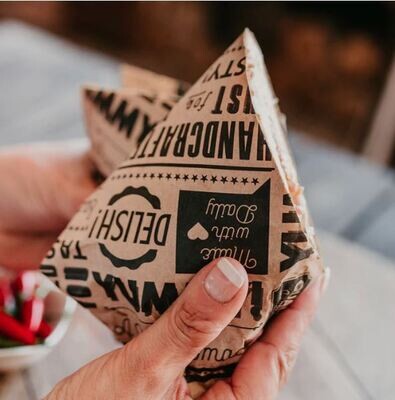 Deli Wrap Black on  Kraft Paper 420 x 320 mm (Qty 10)