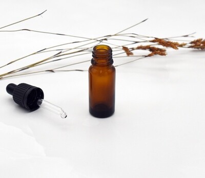 Amber Glass Bottle Dropper 10 ml + Pipette 18 x 62 mm Black