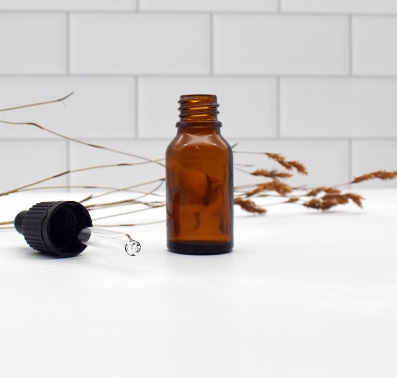 Amber Glass Bottle Dropper 15 ml + Pipette 18 x 62 mm Black