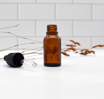 Amber Glass Bottle Dropper 15 ml + Pipette 18 x 62 mm Black