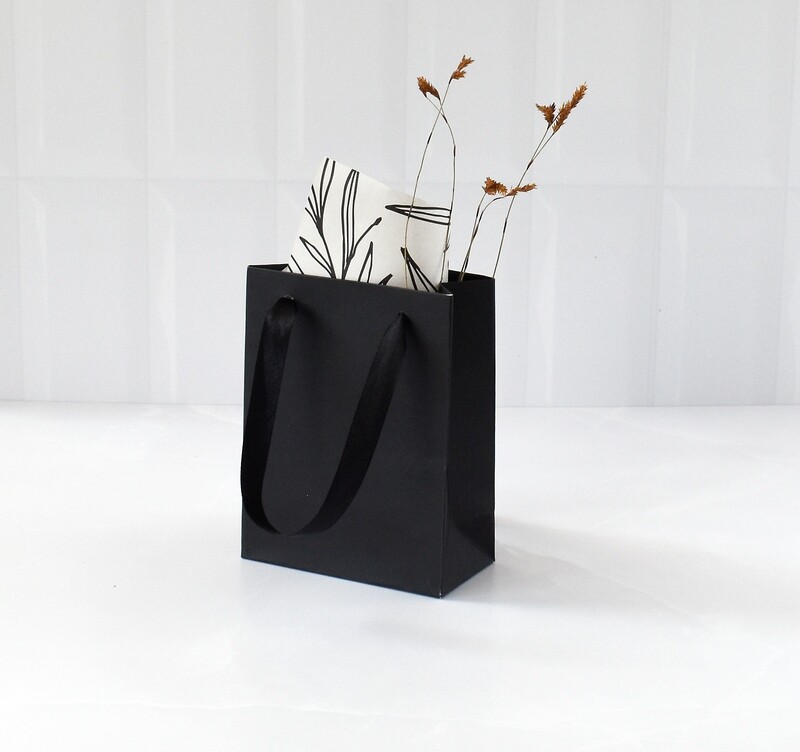 Gift Bag Black Satin Handle Small Jewellery 105 x 60 x 145 mm (ea)