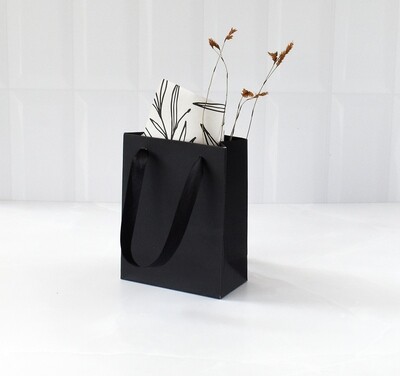 Gift Bag Black Satin Handle Small Jewellery 105 x 60 x 145 mm (ea)