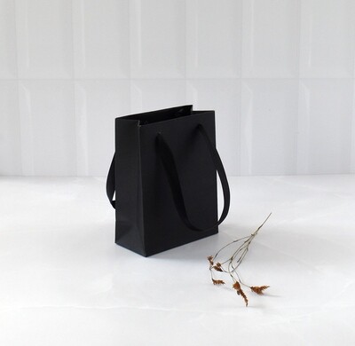 Gift Bag Black Satin Handle Small Jewellery 105 x 60 x 145 mm (ea)