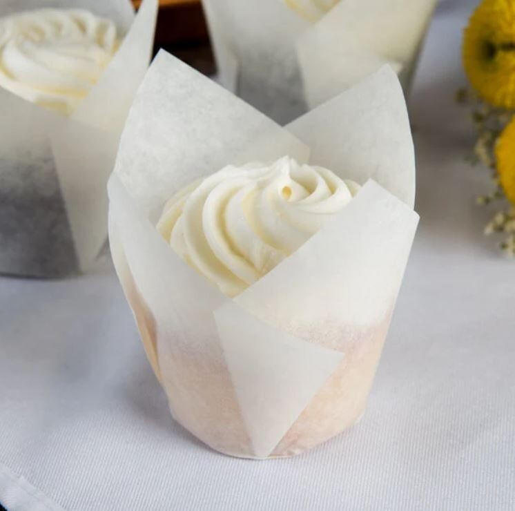 Paper Tulip Cups 50Dia x 90H mm White (100's)
