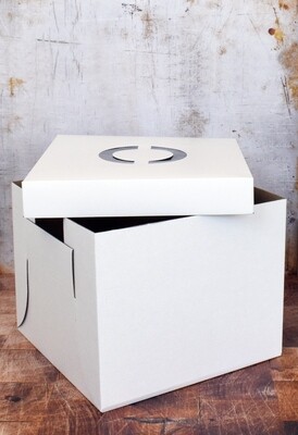 12 Inch White Cake Box with Lid – Corrugated Base – 25 cm High