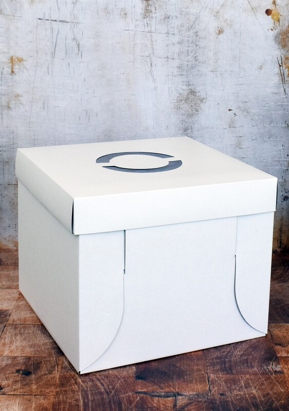 12 Inch White Cake Box with Lid – Corrugated Base – 25 cm High