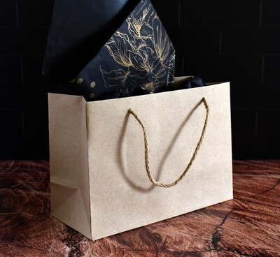Gift Bag Kraft Nat.Rope Handle-Horizontal Small 285 x 120 x 200 mm