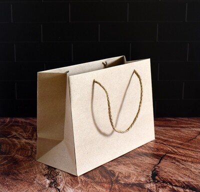 Gift Bag Kraft Nat.Rope Handle-Horizontal Small 285 x 120 x 200 mm