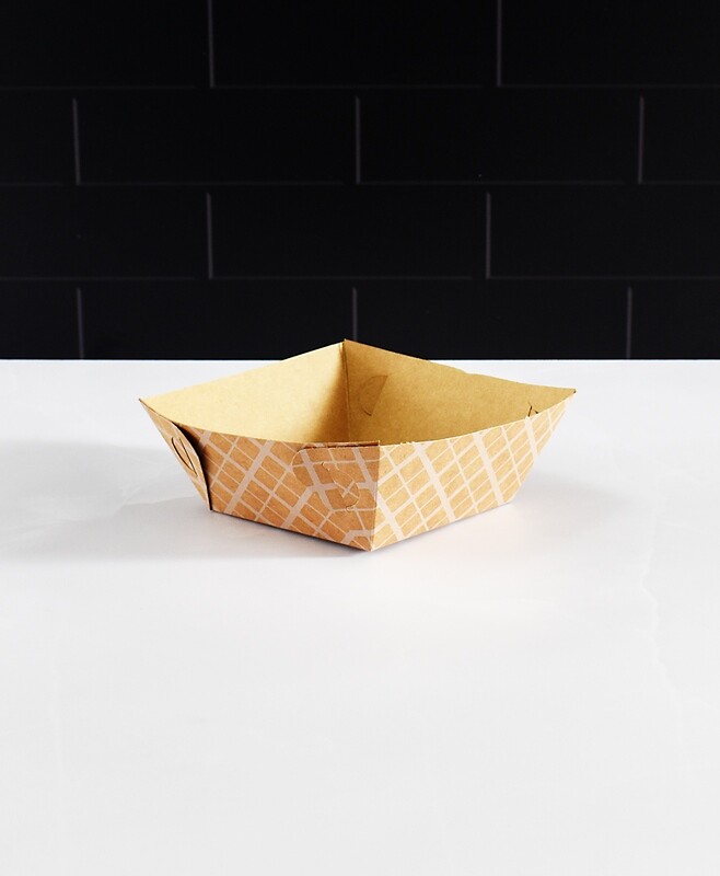 Burger Food Tray White Check (ea)