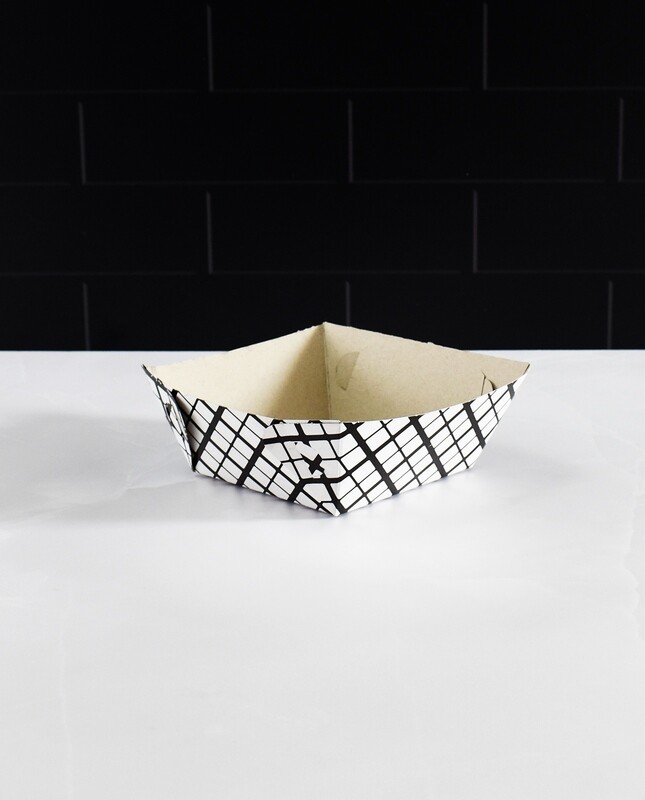 Burger Food Tray Black Check (ea)