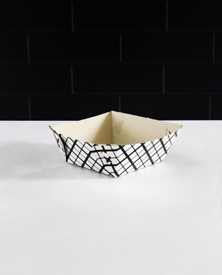 Burger Food Tray Black Check (ea)