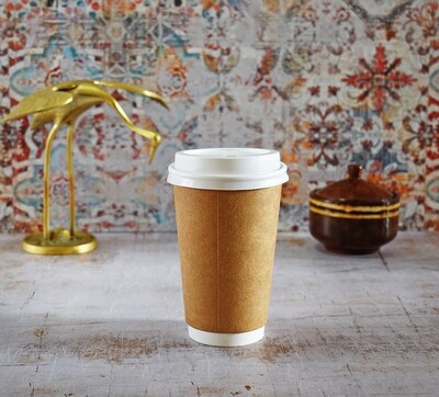 Coffee Cups Double Wall 500 ml - Kraft (Qty 50)