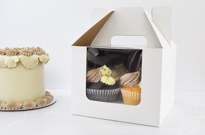 Bento Carrier Box with Window White -155 x 155 x 120 mm