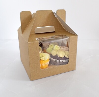 Bento Carrier Box with Window Kraft 155 x 155 x 120 mm