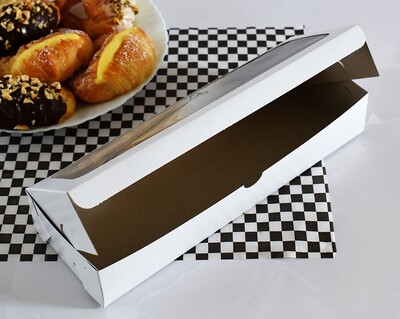 Doughnut Box 293x100x50mm Window White (ea)
