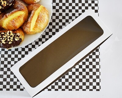 Doughnut Box 293x100x50mm Window White (ea)