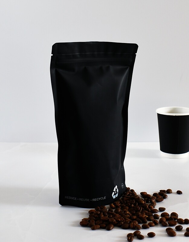 Recyclable Stand Up Zip Pouch 140x245+80mm Black (50)* No Valve