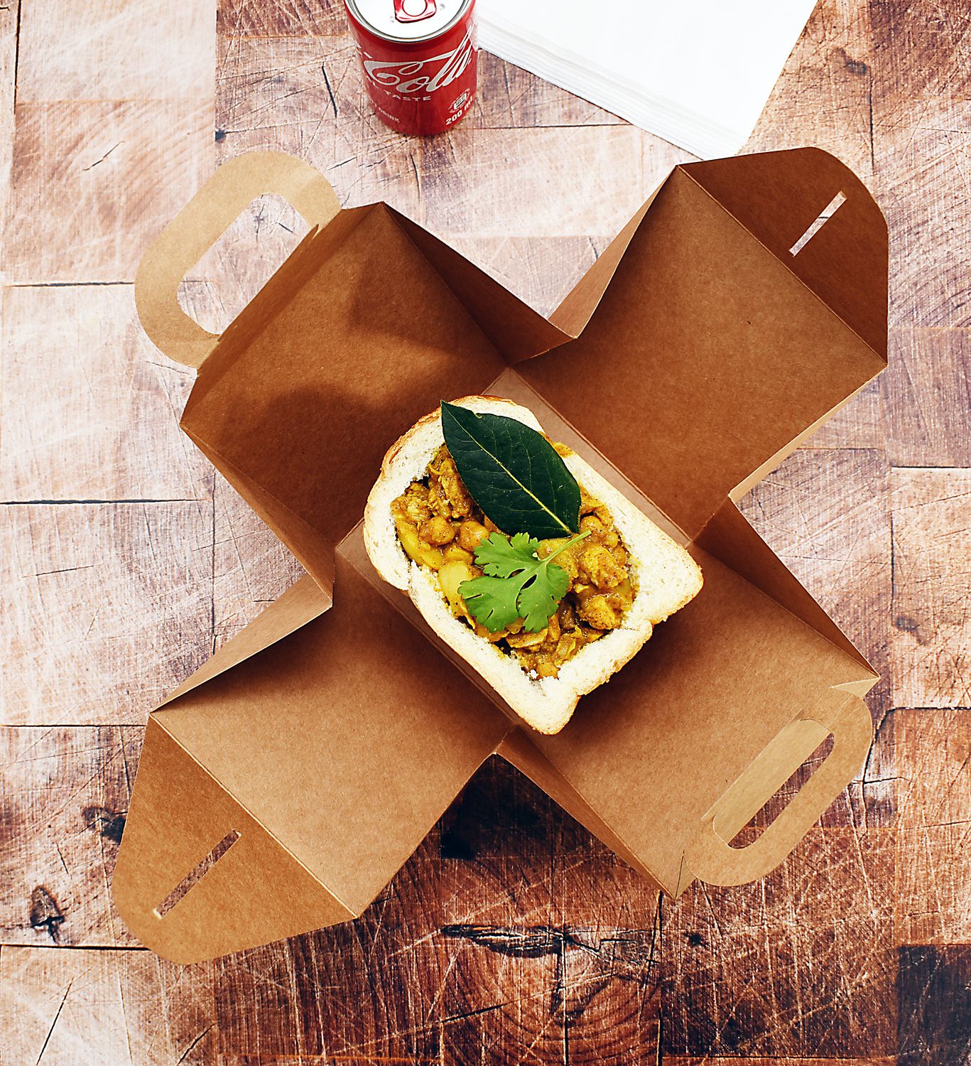 Bunny Chow Box with Handle Kraft 115x115x125mm