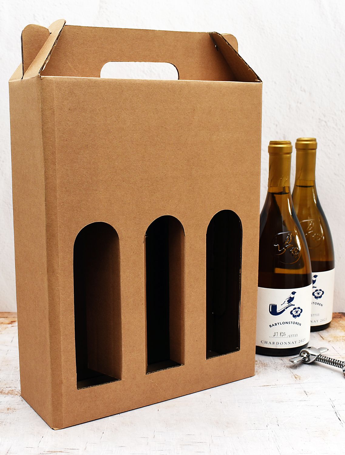 Box Corrugated Wine Bottle Pack 3 - Kraft (ea)