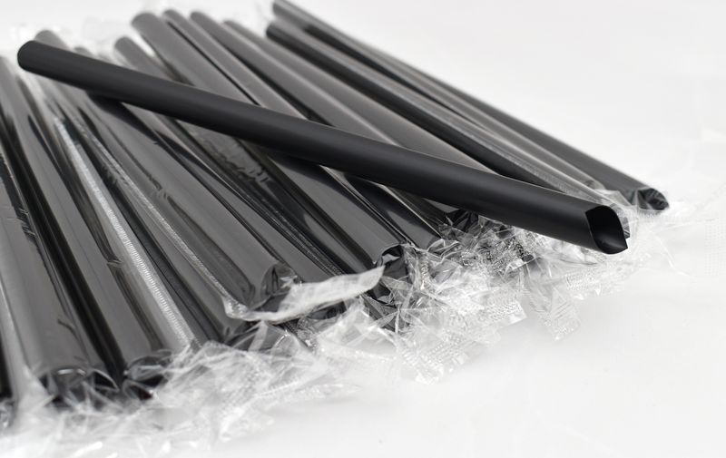 Straws Wrapped Thick Smoothie 12mm Black (100)