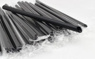 Straws Wrapped Thick Smoothie 12mm Black (100)