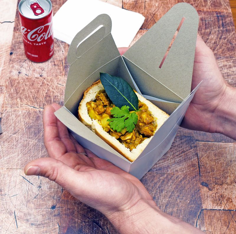 Bunny Chow Box with Handle White 115x115x125mm