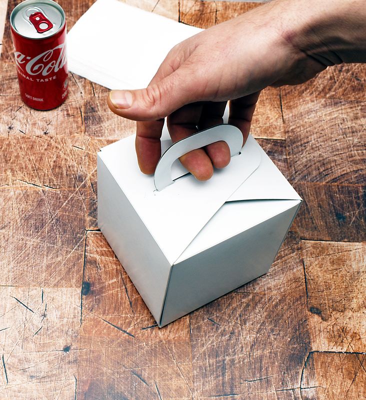 Bunny Chow Box with Handle White 115x115x125mm